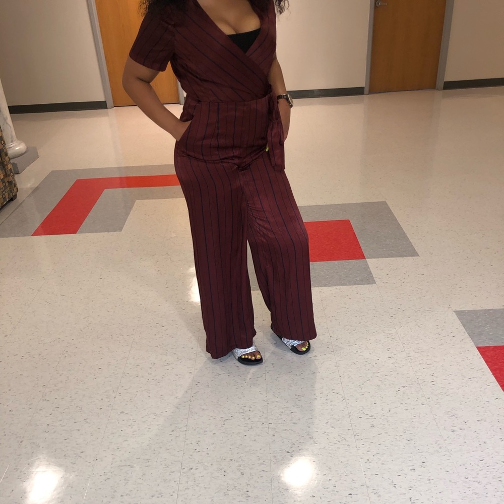 Burgundy Jumpsuit with tie !